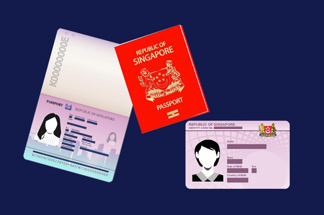 Image of Singapore Citizen Passport and IC